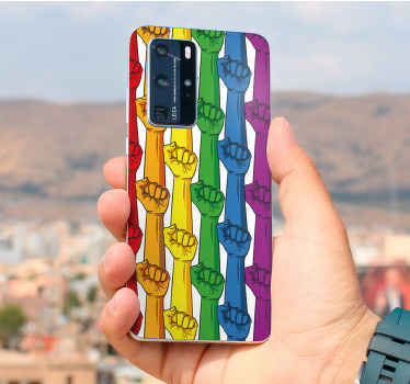 Knytnæve i regnbuefarver huawei klistermærke - TenStickers