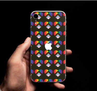 Sticker iPhone Bandera del orgullo actualizada en forma de corazó - TenVinilo