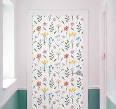 Botanical Motif Illustration door sticker - TenStickers
