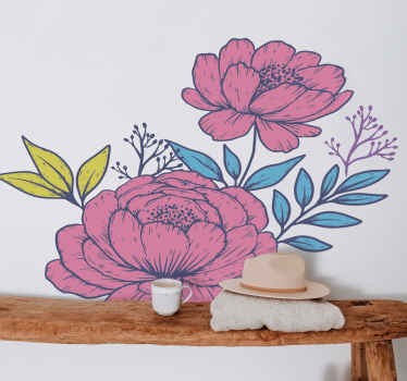 vinil autocolante decorativo de parede grande com padrão de flores multicoloridas - você adoraria seu espaço com o toque adorável deste vinil autocolante decorativo de arte de parede, é autoadesivo e duradouro.