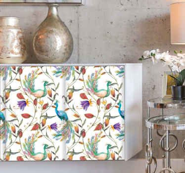Cvetlični vzorec pava Nalepka za pohištvo - TenStickers