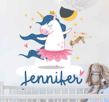 Autocolantes personalizáveis Unicórnio bailarina na nuvem - TenStickers