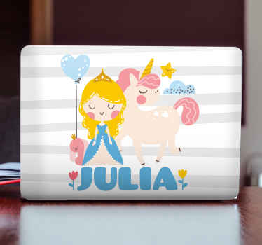 Vinilo para portátiles Príncipes de dibujos animados y unicornio - TenVinilo