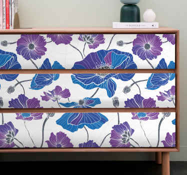 Naklejka na meble Niebieskie i fioletowe kwiaty ogrodowe - TenStickers