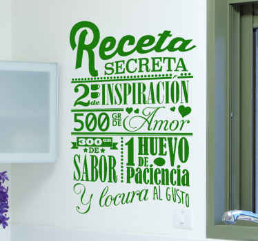 Vinilo decorativo cocina receta secreta - TenVinilo