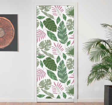 Vinilo para puerta Plantas de jardín minimalista tropical - TenVinilo