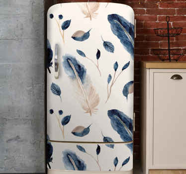 Vinilo para nevera Hojas y plumas voladoras - TenVinilo