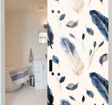 Flying leaves and feathers door decal - TenStickers