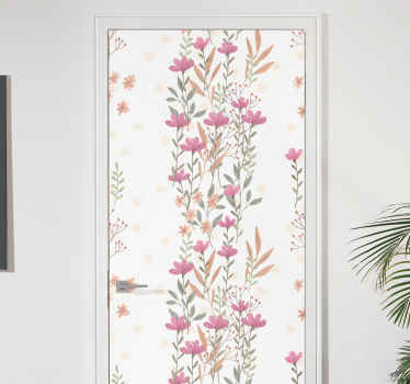 Vinilo puerta elaboración de elementos florales - TenVinilo