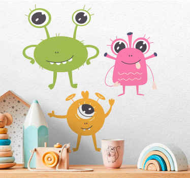 Friendly Colorful Monsters kid's sticker - TenStickers