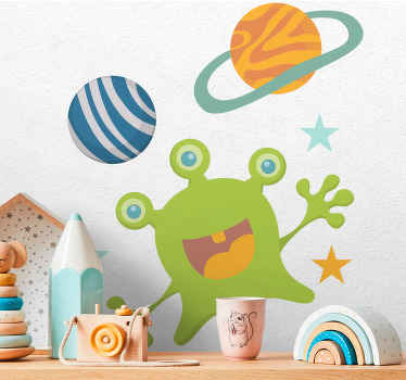 Happy Alien Character kid's sticker - TenStickers
