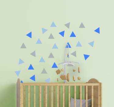Blue and gray triangles geometric wall sticker - TenStickers