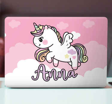 Sticker Ordinateur Portable Licorne magique rose - TenStickers