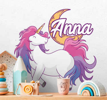 Enhjørning og måne barn klistremerke - Tenstickers
