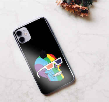 Colorful skull silhouette iPhone sticker - TenStickers