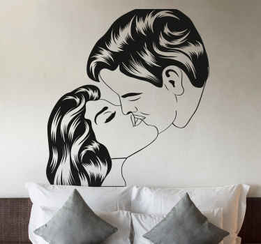 Vinilo decorativo dibujo pareja beso - TenVinilo