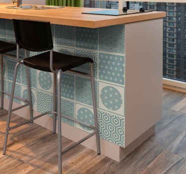 Vinilo para cocina azulejos Japandi - TenVinilo