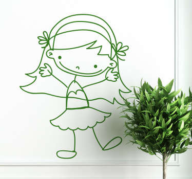 Sticker fillette cheveux longs - TenStickers