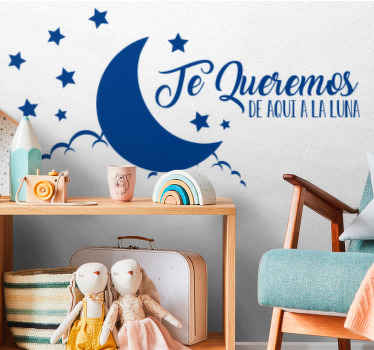 Vinilo ilustración Te amamos hasta la luna con estrellas - TenVinilo
