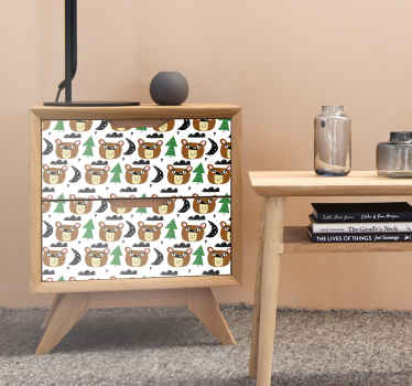 Solid color bears and trees furniture decal - TenStickers