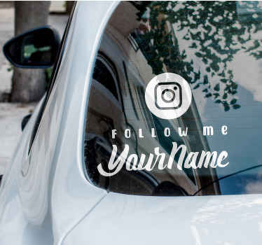 Pegatina para coche Síguenos nombre personalizado de instagram pa - TenVinilo