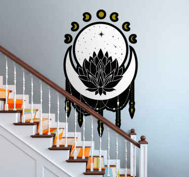 Lotosov cvet edinstven vzorec vintage nalepka - TenStickers