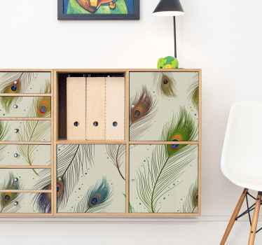 αυτοκόλλητο επίπλων με φτερά παγωνιού - TenStickers