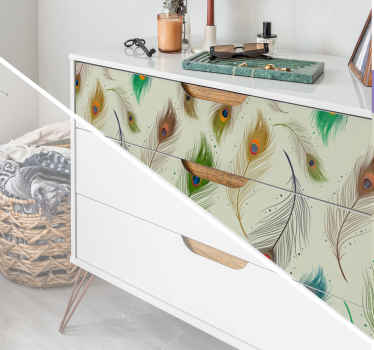 αυτοκόλλητο επίπλων με φτερά παγωνιού - TenStickers