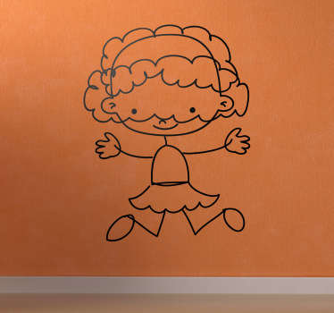 A very friendly sticker of a girl with long hair jumping. Superb decal to decorate your child´s room and make it look more like it should!