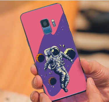 Käsin piirretty astronautti lentävä tyyli Tarra samsungille - Tenstickers