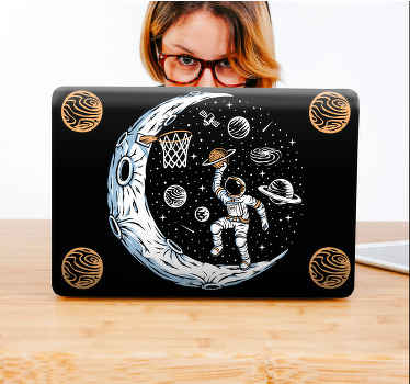Space Explorer Shooting Hoops laptop skin - TenStickers
