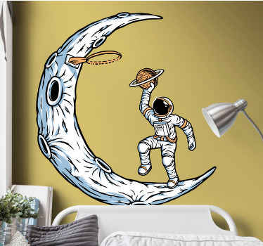 Naklejka na ścianę kosmos astronauta trzymający planetę - TenStickers