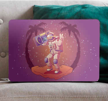 Dancing astronaut in space suit laptop skin - TenStickers