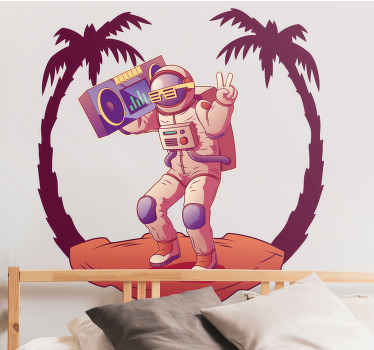 Vinilo espacio astronauta con altavoz portátil - TenVinilo