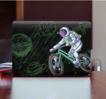 Pegatina para portátil astronauta en bicicleta - TenVinilo