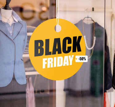 Sticker rond kortingskaartje black friday - TenStickers