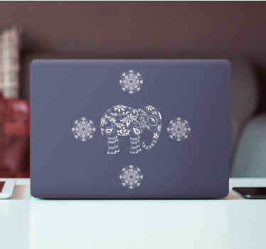 Elephant shape with mandala laptop skin - TenStickers