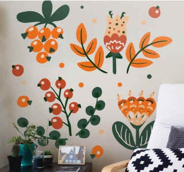 Vinilo pared dormitorio coloridos patrones florales - TenVinilo