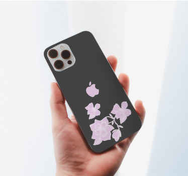 Pink magnolia flowers and leaves iPhone decal - TenStickers