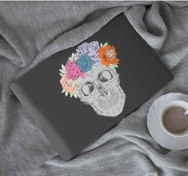 κρανίο με πολύχρωμα λουλούδια δέρματα φορητού υπολογιστή - TenStickers