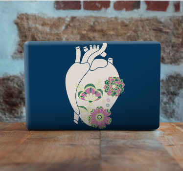 Sticker ordinateur motif de coeur floral - TenStickers