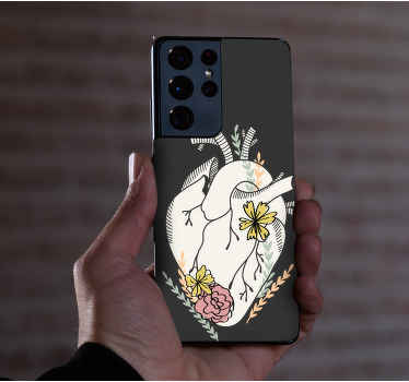 Heart with colorful flowers Samsung sticker - TenStickers