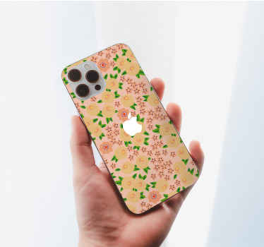 Originalt blomstermønster i ferskenfarger iphone skin - Tenstickers