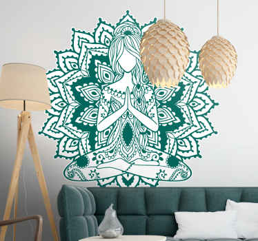 Meditative Lotus Figure floral wall sticker - TenStickers