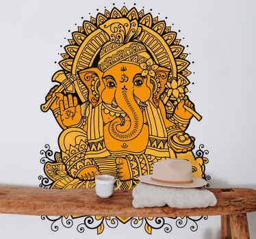 Vinilo abstracto Mandala con ganesha en el centro - TenVinilo