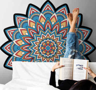 Kék és piros virágú mandala falmatrica - TenStickers