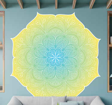 Abstrakte Deko-Aufkleber Blaues und gelbes mandalamuster - TenStickers