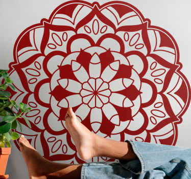 červený květinový vzor mandaly abstraktní nástěnný obtisk - TenStickers