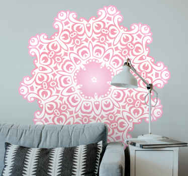 Krásná růžová samolepka na zeď abstraktní mandaly - TenStickers