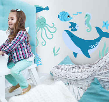 Pack of marine animal wall sticker for kids - TenStickers